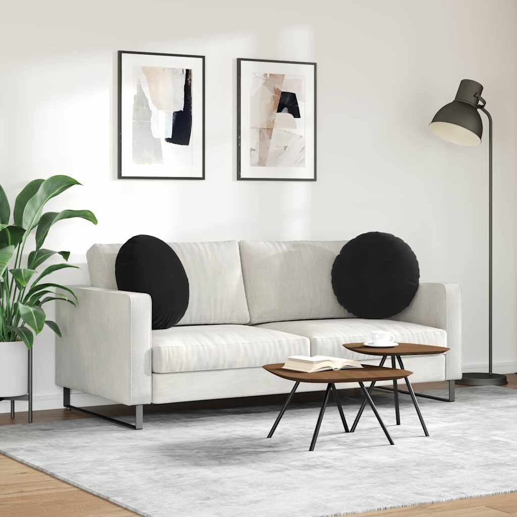 Cuscini per Seduta 2 pcs Nero Ø50 x 19 cm Velluto | homemem39