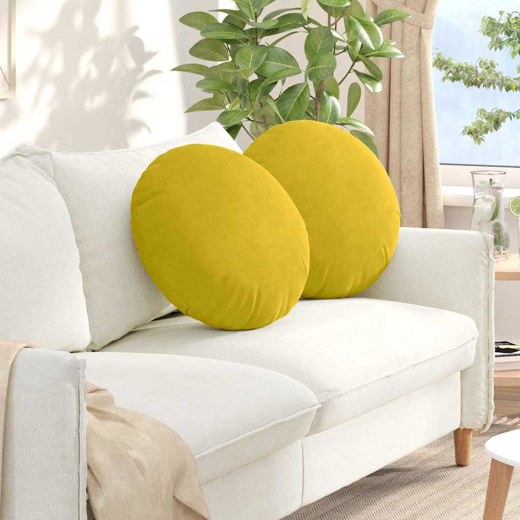 Cuscini per Seduta 2 pcs Giallo Ø50 x 19 cm Velluto | homemem39