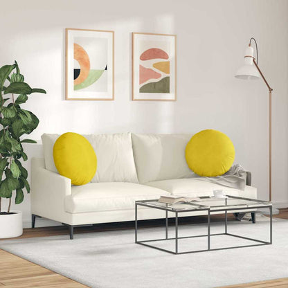 Cuscini per Seduta 2 pcs Giallo Ø50 x 19 cm Velluto | homemem39