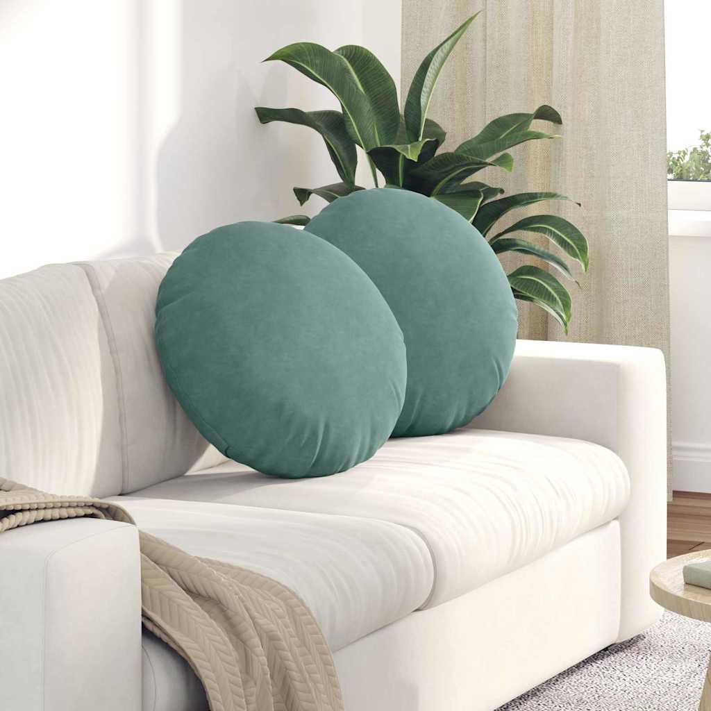 Cuscini per Seduta 2 pcs Verde Mare Ø50 x 19 cm Velluto | homemem39