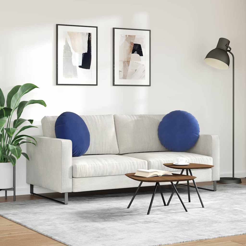 Cuscini per Seduta 2 pcs Blu Polizia Ø50 x 19 cm Velluto | homemem39