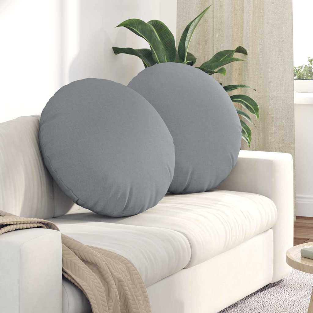 Cuscini per Seduta 2 pcs Grigio chiaro Ø60 x 21 cm Tessuto | homemem39