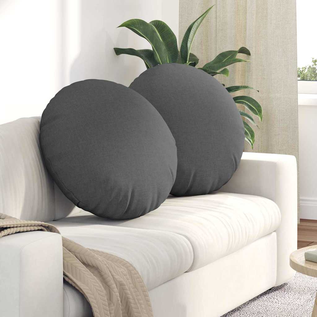 Cuscini per Seduta 2 pcs Grigio scuro Ø60 x 21 cm Tessuto | homemem39