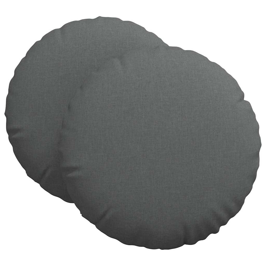 Cuscini per Seduta 2 pcs Grigio scuro Ø60 x 21 cm Tessuto | homemem39