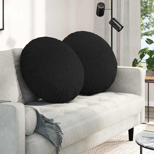 Cuscini per Seduta 2 pcs Nero Ø60 x 21 cm Tessuto | homemem39