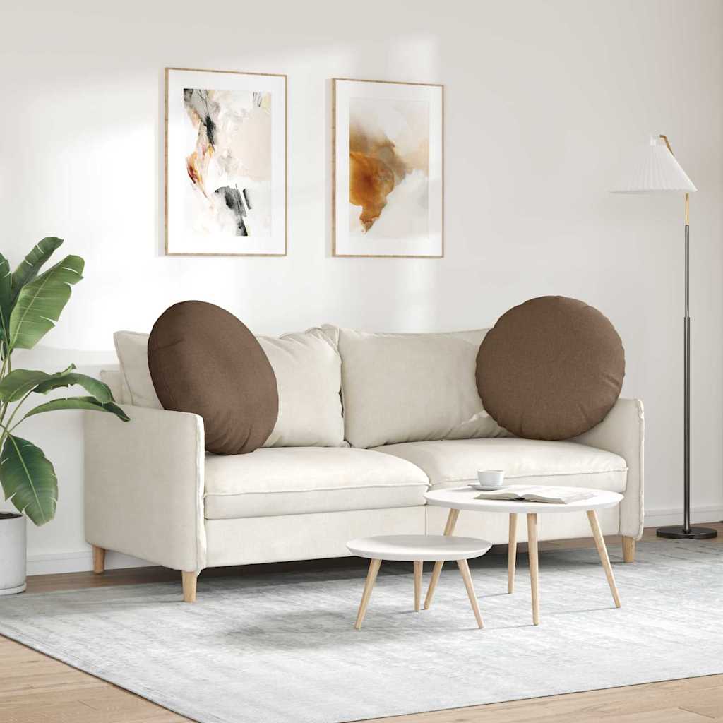 Cuscini per Seduta 2 pcs Marrone Ø60 x 21 cm Tessuto | homemem39