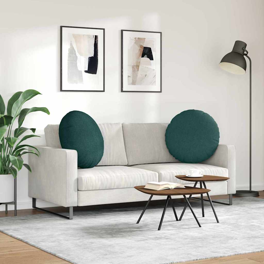 Cuscini per Seduta 2 pcs Verde Scuro Ø60 x 21 cm Tessuto | homemem39