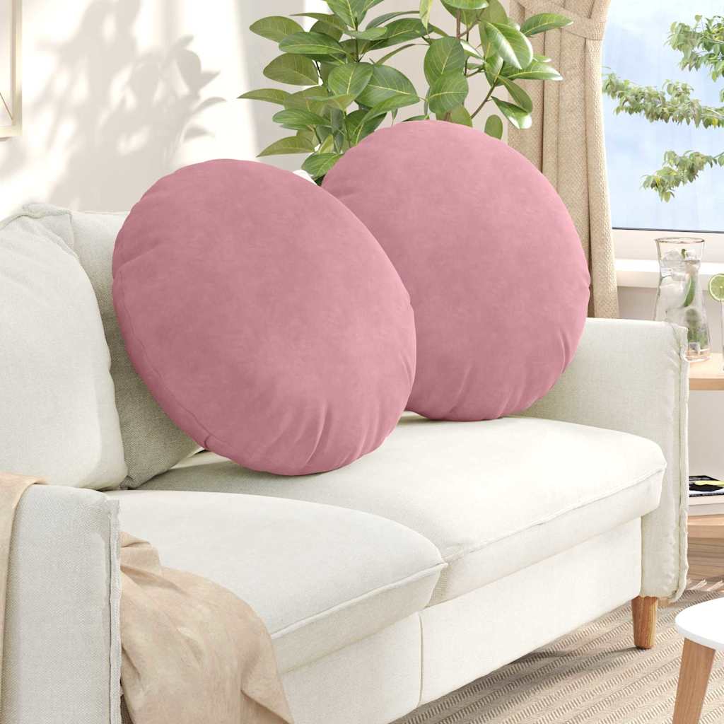 Cuscini per Seduta 2 pcs Rosa Ø60 x 21 cm Velluto | homemem39