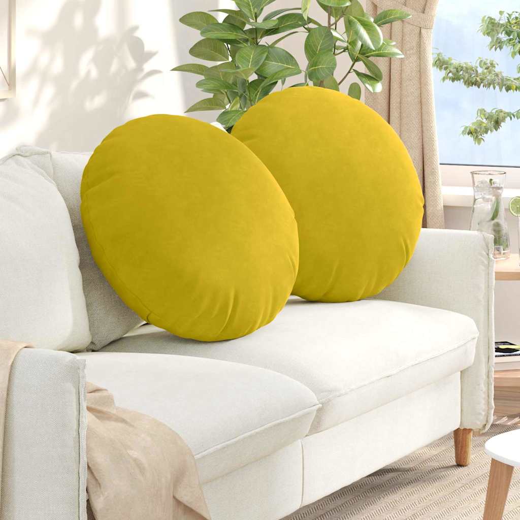 Cuscini per Seduta 2 pcs Giallo Ø60 x 21 cm Velluto | homemem39