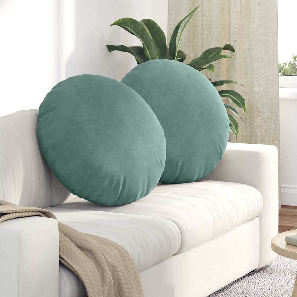 Cuscini per Seduta 2 pcs Verde Mare Ø60 x 21 cm Velluto | homemem39