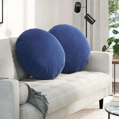 Cuscini per Seduta 2 pcs Blu Polizia Ø60 x 21 cm Velluto