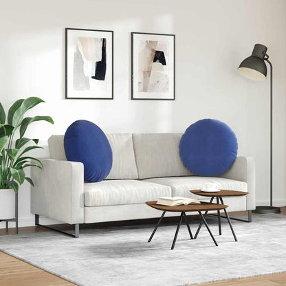 Cuscini per Seduta 2 pcs Blu Polizia Ø60 x 21 cm Velluto | homemem39