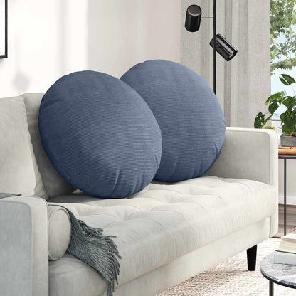 Cuscini per Seduta 2 pcs Blu Ø60 x 21 cm Tessuto in Cords | homemem39
