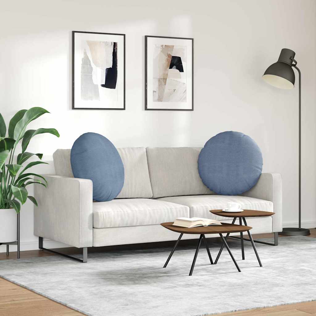 Cuscini per Seduta 2 pcs Blu Ø60 x 21 cm Tessuto in Cords | homemem39