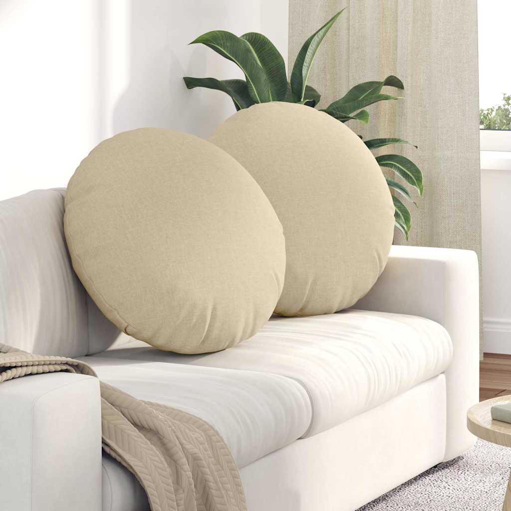 Cuscini per Seduta 2 pcs Crema Ø80 x 29 cm Tessuto | homemem39