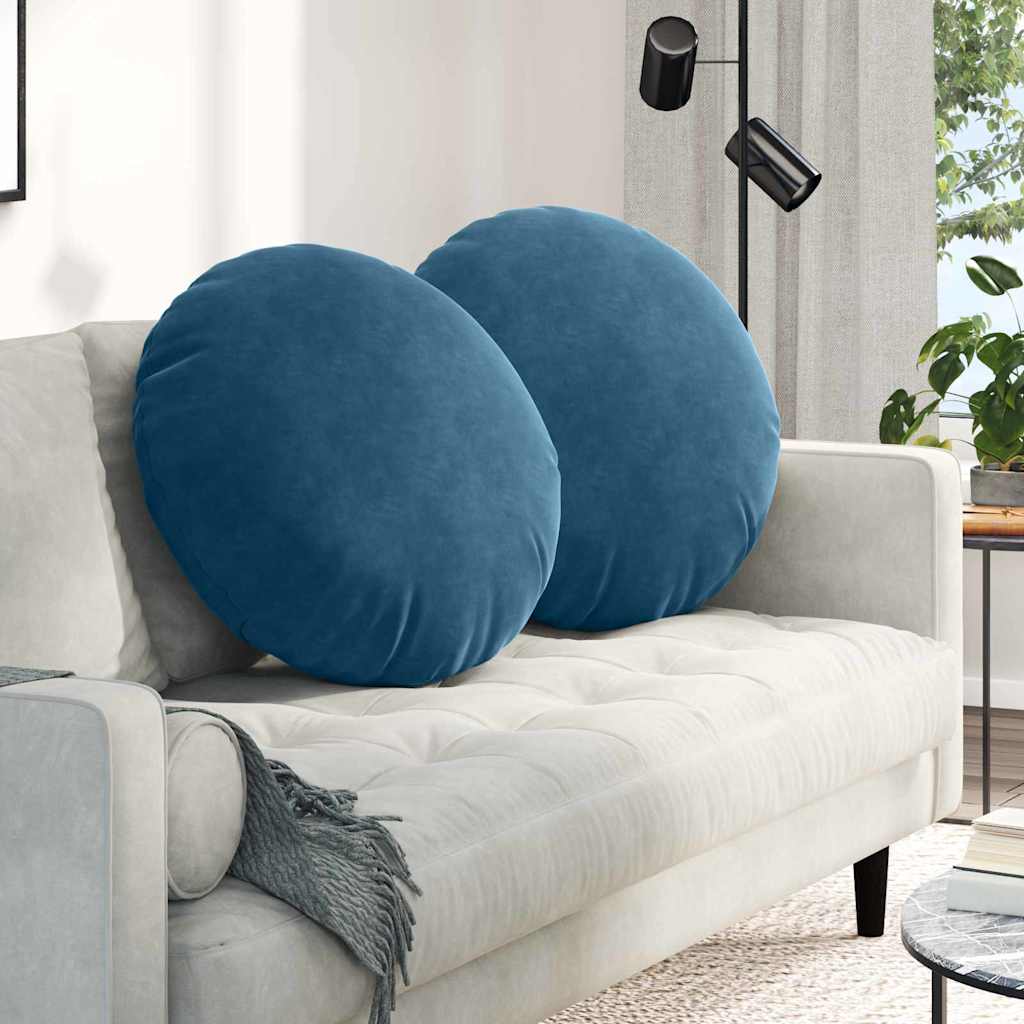 Cuscini per Seduta 2 pcs Blu Ø 80 x 29 cm Velluto | homemem39