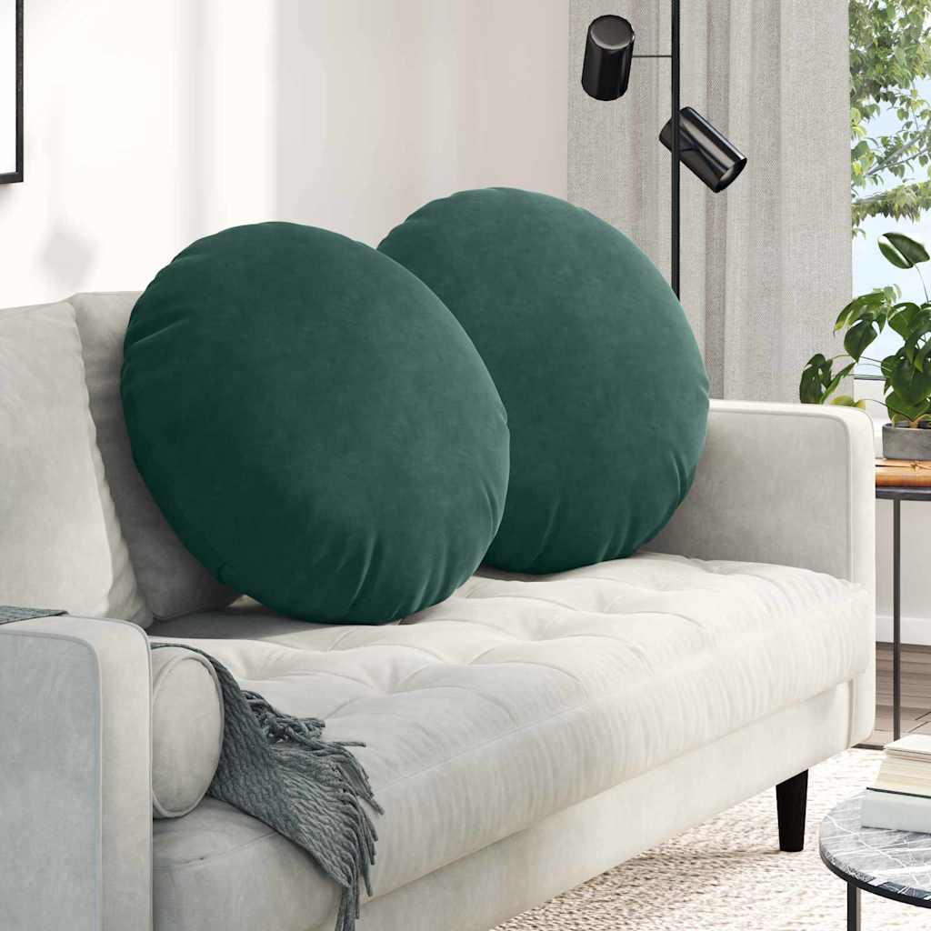 Cuscini per Seduta 2 pcs Verde Scuro Ø 80 x 29 cm Velluto | homemem39