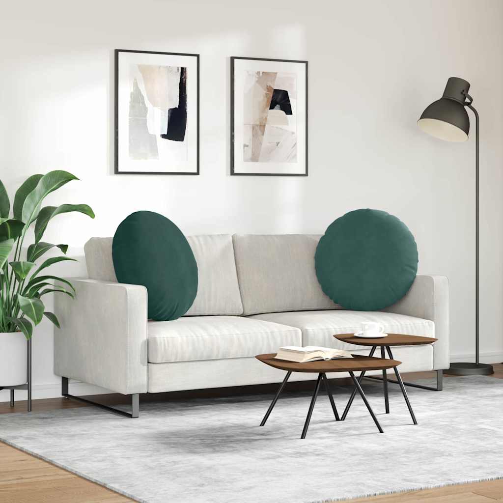 Cuscini per Seduta 2 pcs Verde Scuro Ø 80 x 29 cm Velluto | homemem39