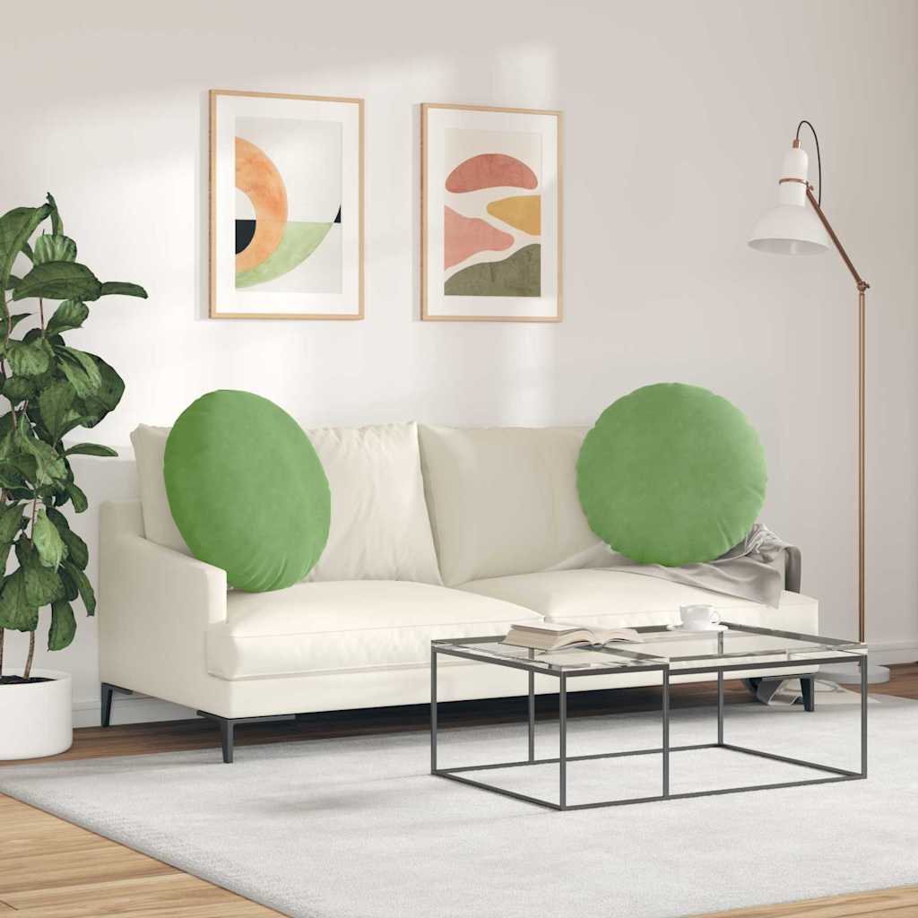 Cuscini per Seduta 2 pcs Verde chiaro Ø 40 x 13 cm Velluto | homemem39