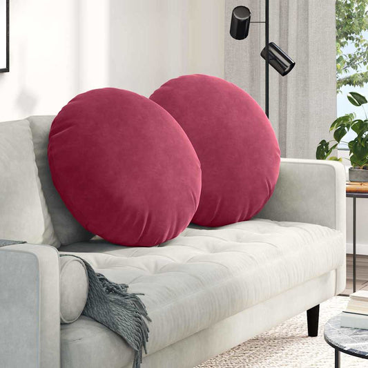 Cuscini per Seduta 2 pcs Rosso Vino Ø 80 x 29 cm Velluto | homemem39