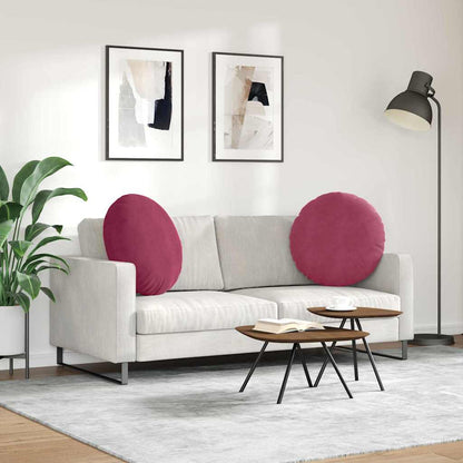 Cuscini per Seduta 2 pcs Rosso Vino Ø 80 x 29 cm Velluto | homemem39