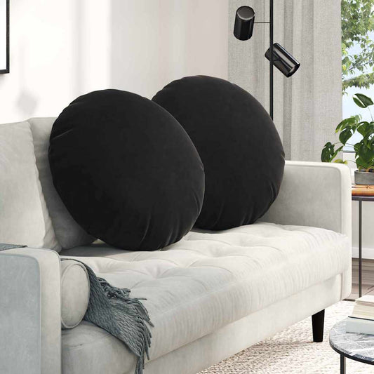 Cuscini per Seduta 2 pcs Nero Ø 80 x 29 cm Velluto | homemem39