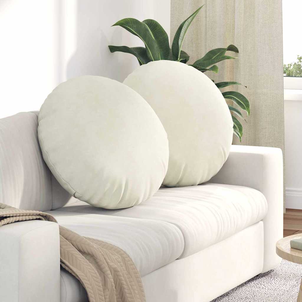 Cuscini per Seduta 2 pcs Crema Ø 80 x 29 cm Velluto | homemem39