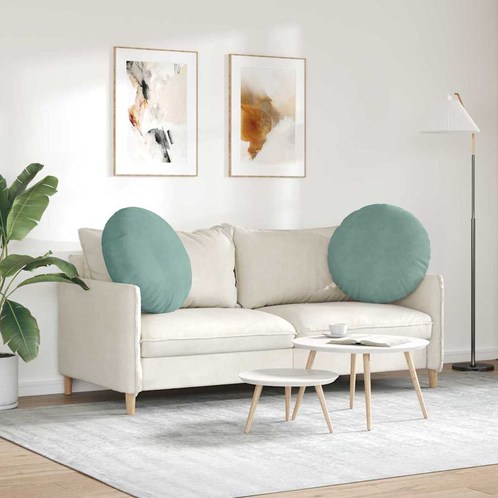 Cuscini per Seduta 2 pcs Verde Mare Ø 40 x 13 cm Velluto | homemem39