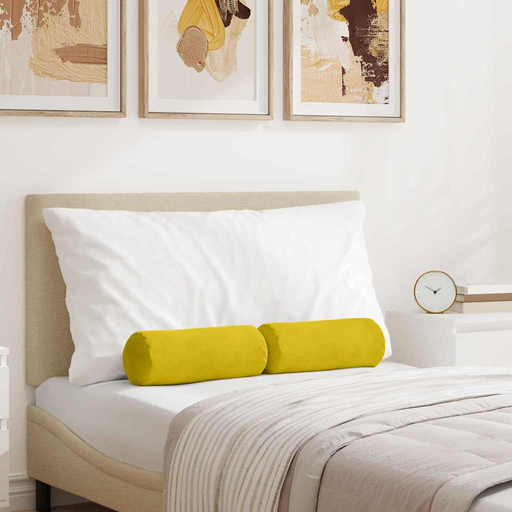 Cuscini a rullo 2 pcs Giallo Ø 15 x 40 cm Tessuto in Cords | homemem39