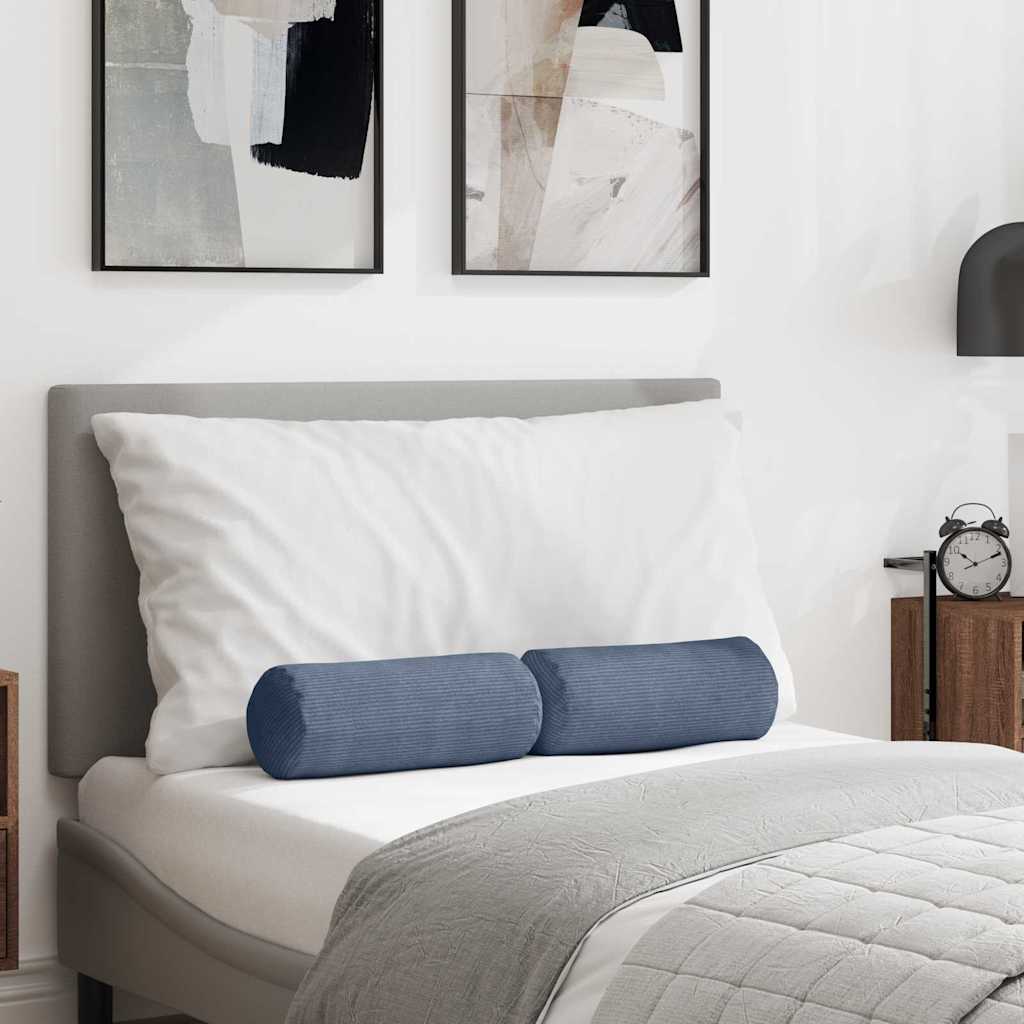 Cuscini a rullo 2 pcs Blu Ø 15 x 40 cm Tessuto in Cords | homemem39