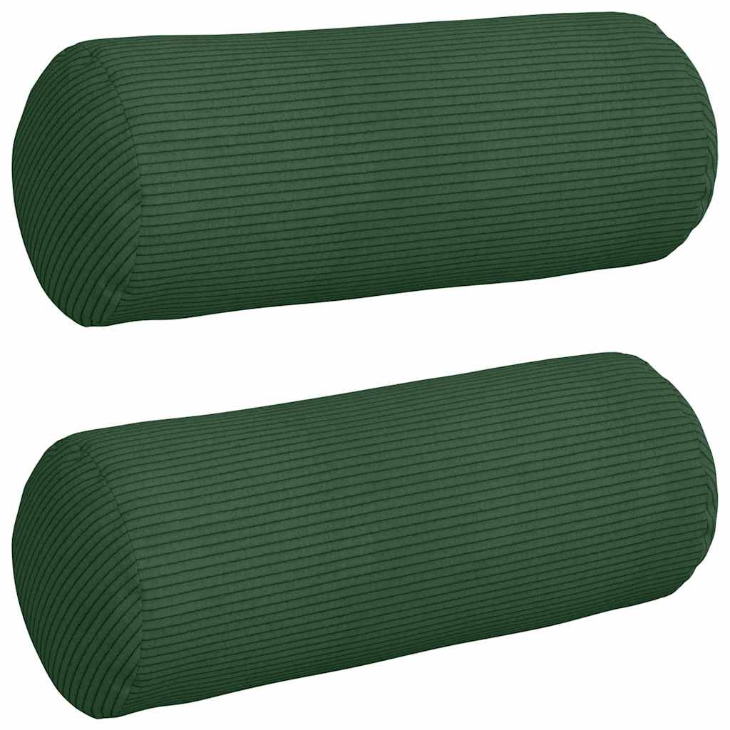 Cuscini a rullo 2 pcs Verde Scuro Ø 15 x 40 cm Tessuto in Cords | homemem39