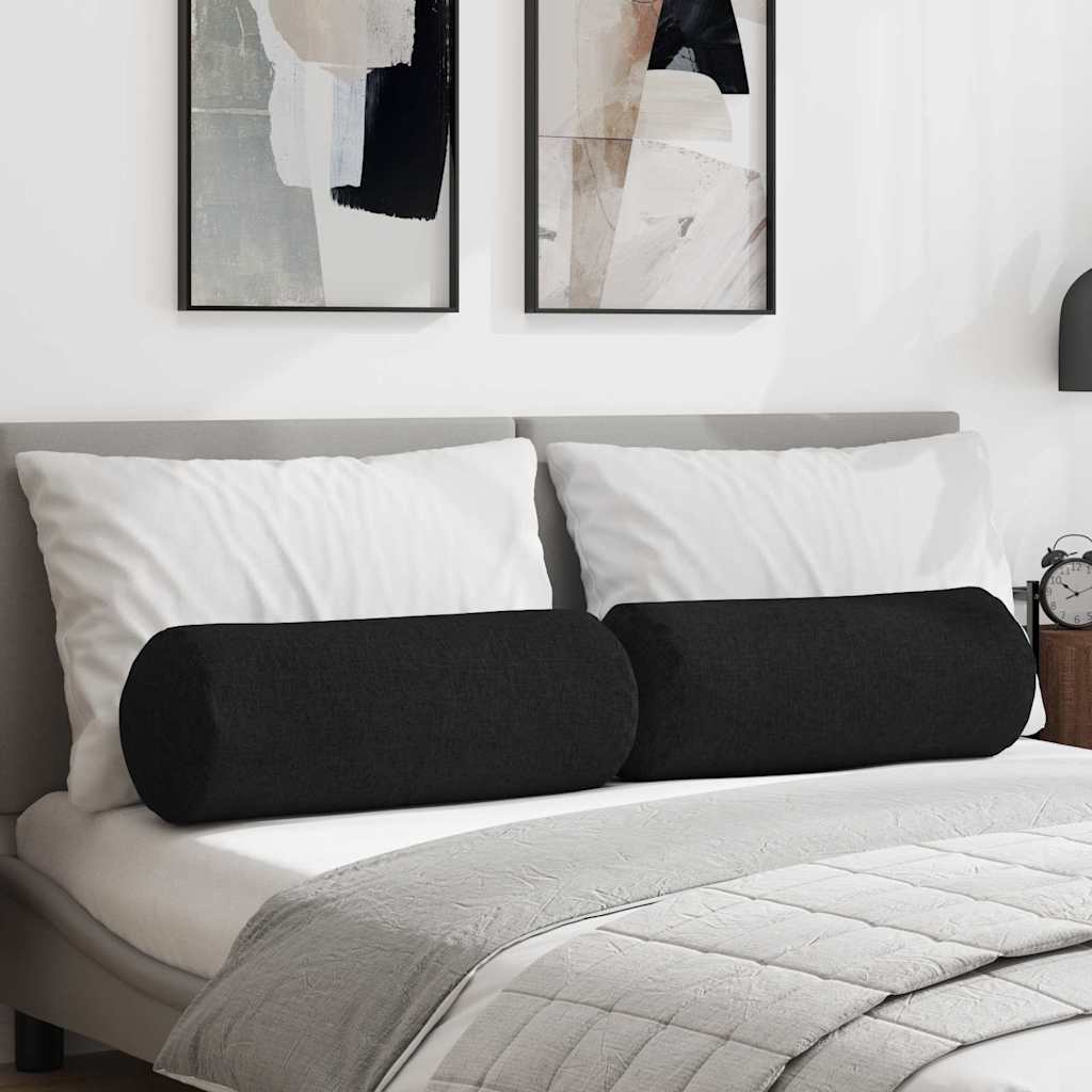 Cuscini a rullo 2 pcs Nero Ø 25 x 70 cm Tessuto | homemem39