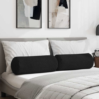 Cuscini a rullo 2 pcs Nero Ø 25 x 70 cm Tessuto | homemem39