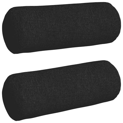 Cuscini a rullo 2 pcs Nero Ø 25 x 70 cm Tessuto