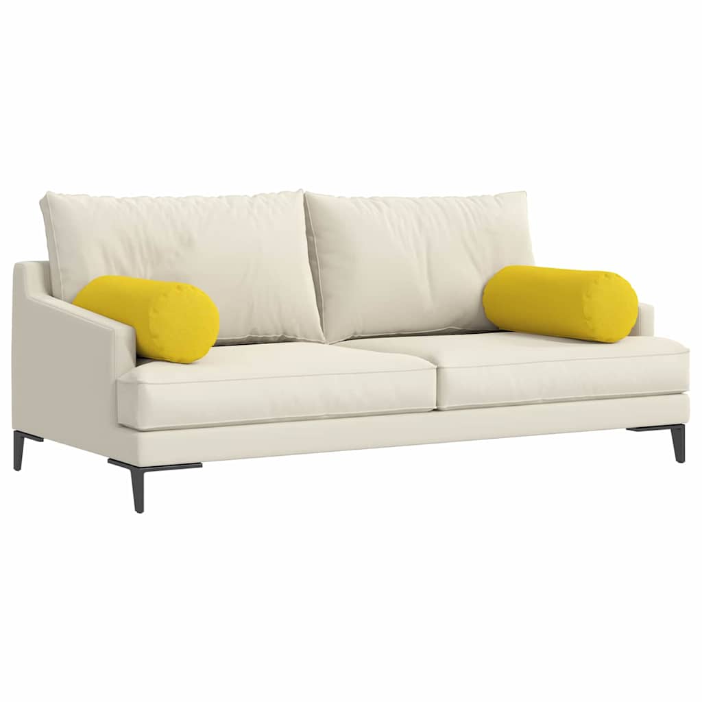 Cuscini a rullo 2 pcs Giallo Chiaro Ø 25 x 70 cm Tessuto | homemem39