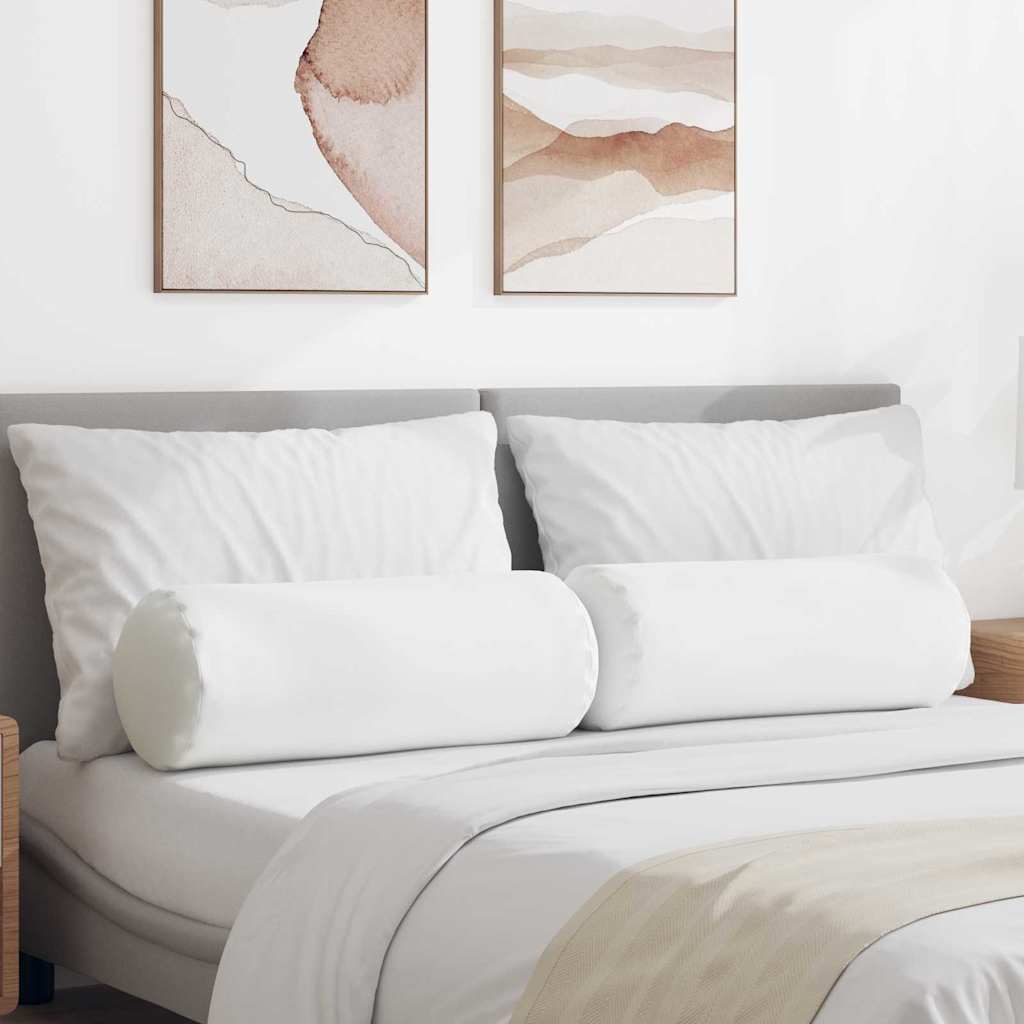 Cuscini a rullo 2 pcs Bianco Ø 25 x 70 cm Tessuto | homemem39