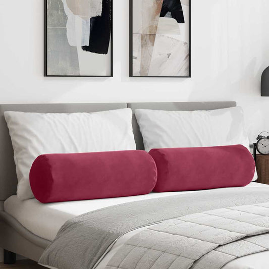 Cuscini a rullo 2 pcs Rosso Vino Ø 25 x 70 cm Tessuto in Cords | homemem39