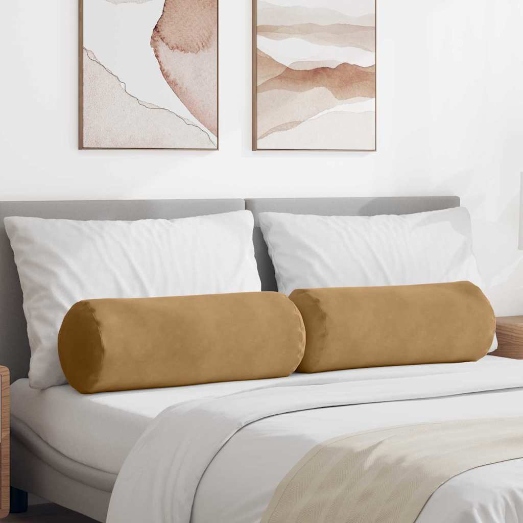 Cuscini a rullo 2 pcs Marrone Ø 25 x 70 cm Tessuto in Cords | homemem39