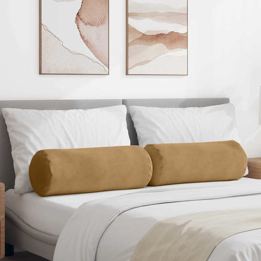 Cuscini a rullo 2 pcs Marrone Ø 25 x 70 cm Tessuto in Cords | homemem39
