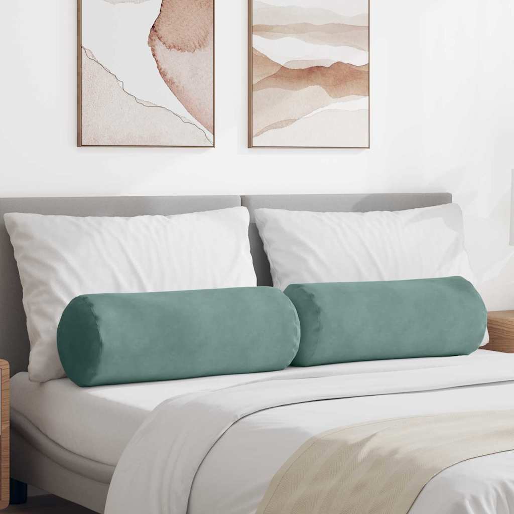 Cuscini a rullo 2 pcs Verde Mare Ø 25 x 70 cm Tessuto in Cords | homemem39