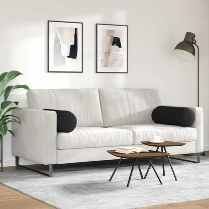 Cuscini a rullo 2 pcs Nero Ø 25 x 70 cm Tessuto in Microfibra | homemem39