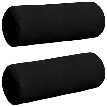 Cuscini a rullo 2 pcs Nero Ø 25 x 70 cm Tessuto in Microfibra | homemem39
