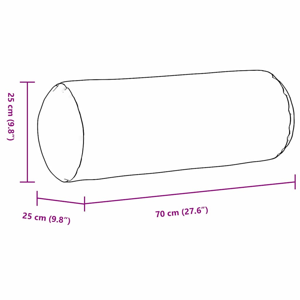 Cuscini a rullo 2 pcs Nero Ø 25 x 70 cm Tessuto in Microfibra | homemem39