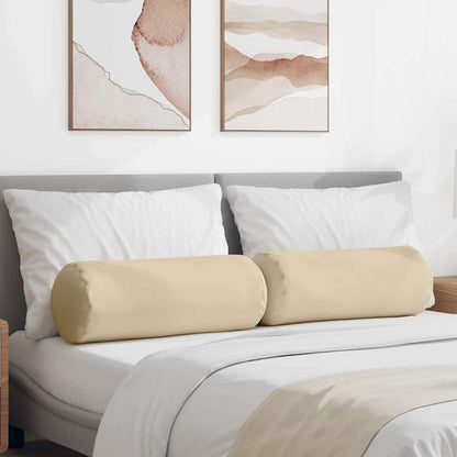 Cuscini a rullo 2 pcs Crema Ø 25 x 70 cm Tessuto in Microfibra | homemem39