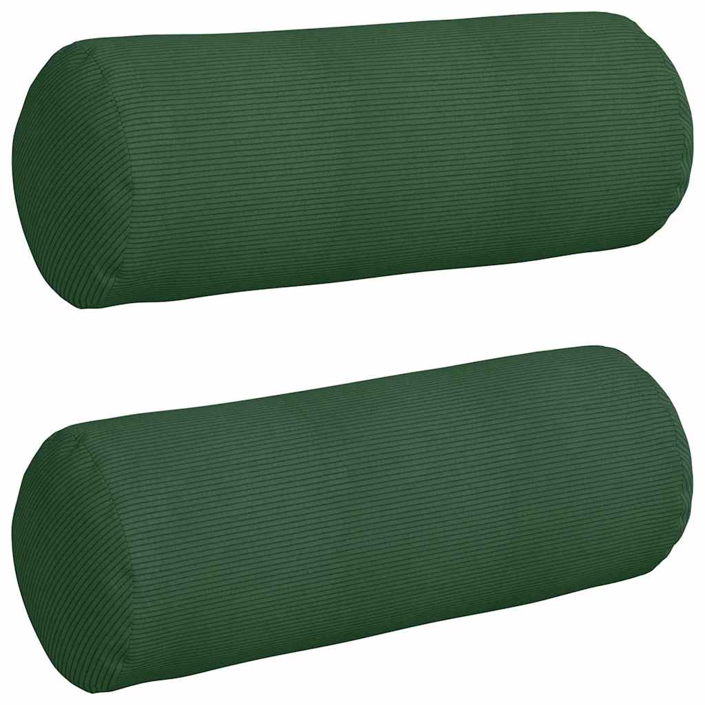 Cuscini a rullo 2 pcs Verde Scuro Ø 25 x 70 cm Tessuto in Cords | homemem39
