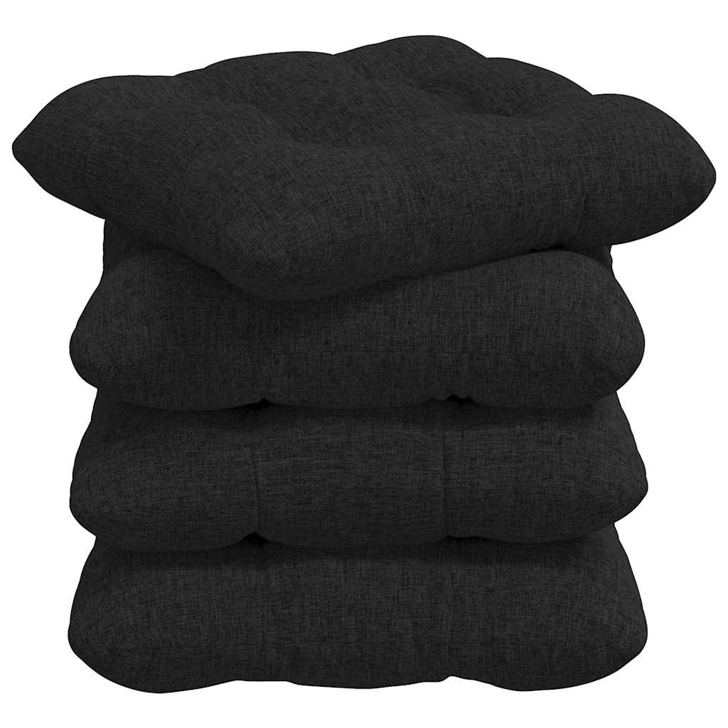Cuscini per Seduta 4 pcs Nero 40 x 40 x 12 cm Tessuto | homemem39
