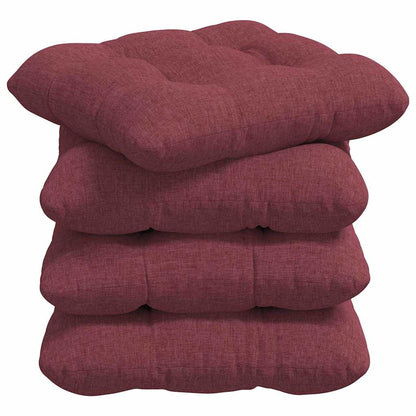 Cuscini per Seduta 4 pcs Rosso Vino 40 x 40 x 12 cm Tessuto | homemem39