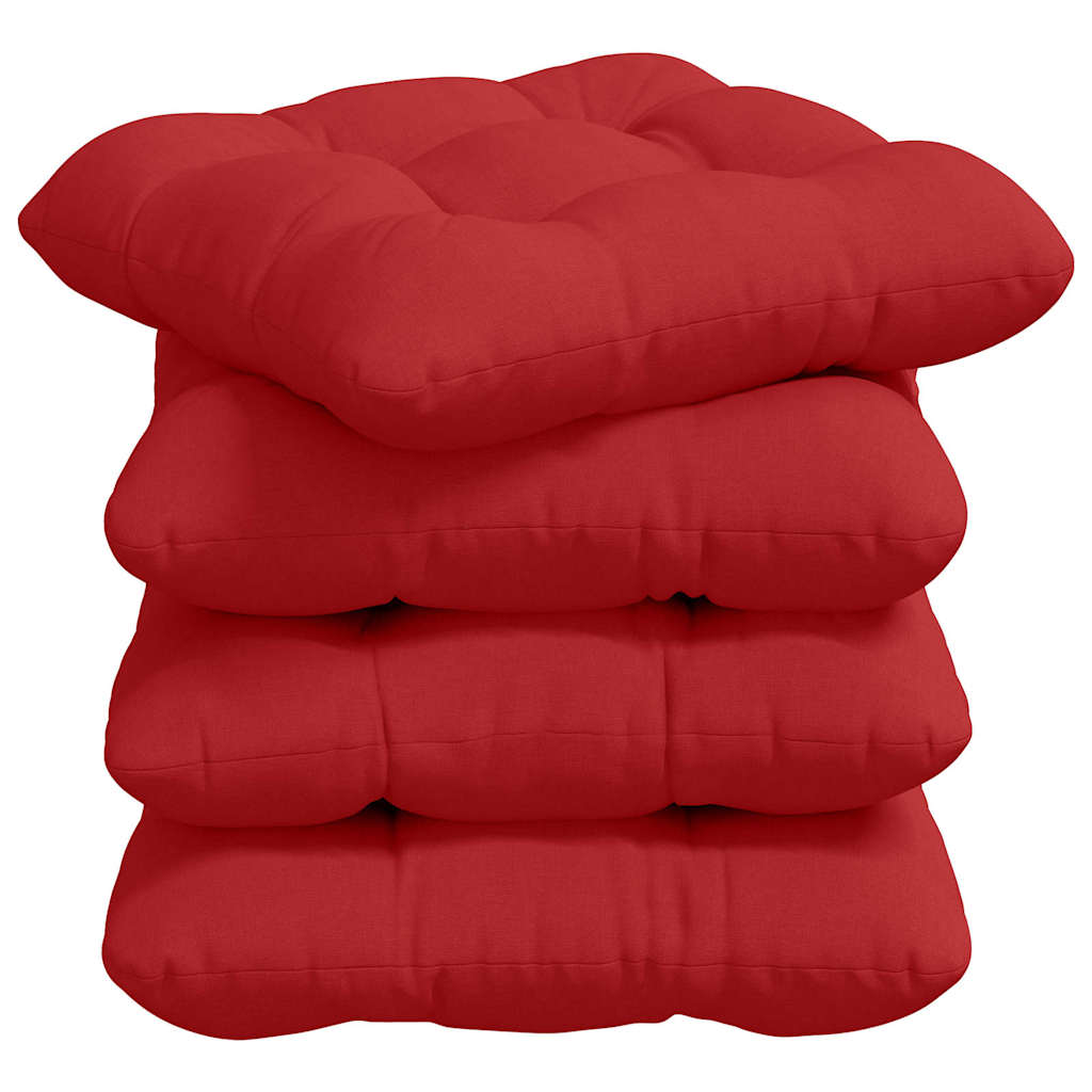 Cuscini per Seduta 4 pcs Rosso 45 x 45 x 12 cm Tessuto | homemem39
