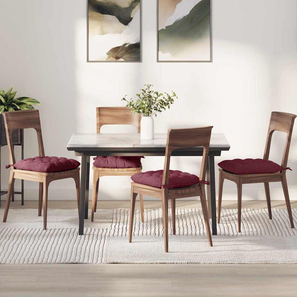 Cuscini per Seduta 4 pcs Rosso Vino 40 x 40 x 6 cm Tessuto