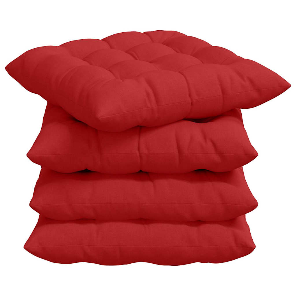 Cuscini per Seduta 4 pcs Rosso 40 x 40 x 6 cm Tessuto | homemem39
